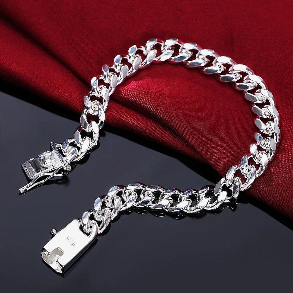 925 Sterling Silver Exquisite Solid Chain Bracelet