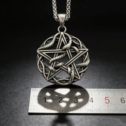 Pentagram Snake Entwined Mysterious Necklace