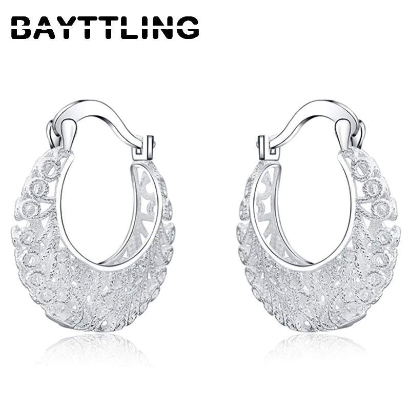925 Sterling Silver Fine Hollow Round Hoop Earrings