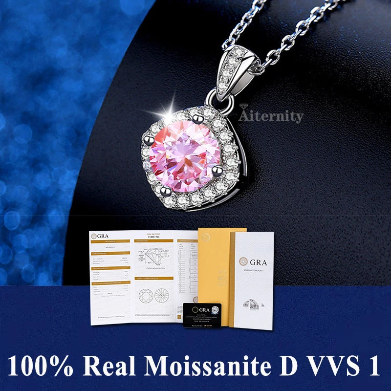 100% Moissanite Pendant Necklace D Colour