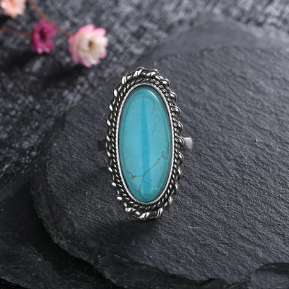 S925 Sterling Silver With Natural Turquoise Stone Rings