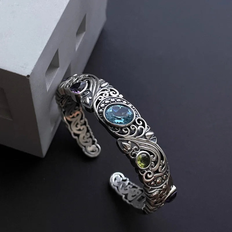 S925 Blue & Purple Gemstone Bracelet