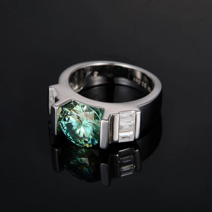 S925 Silver Green Moissanite Finger Ring