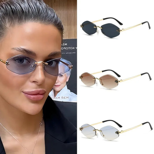 Frameless Cut Edge Sunglasses Diamond Shaped