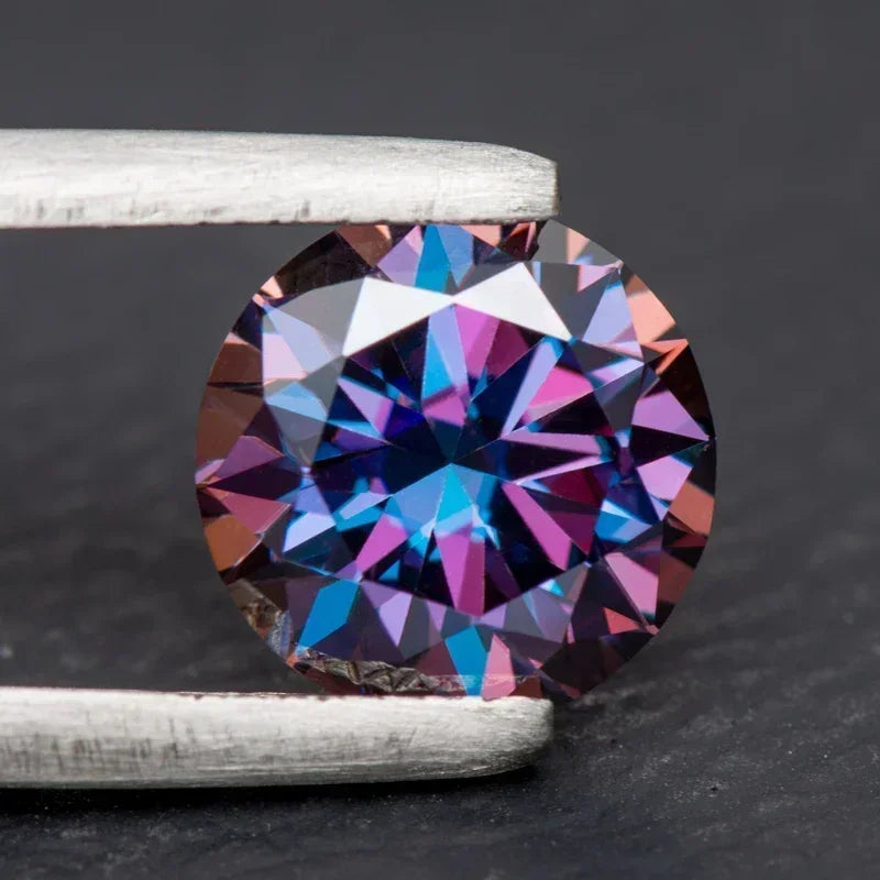 Round Cut Emperor Purple Colour Moissanite