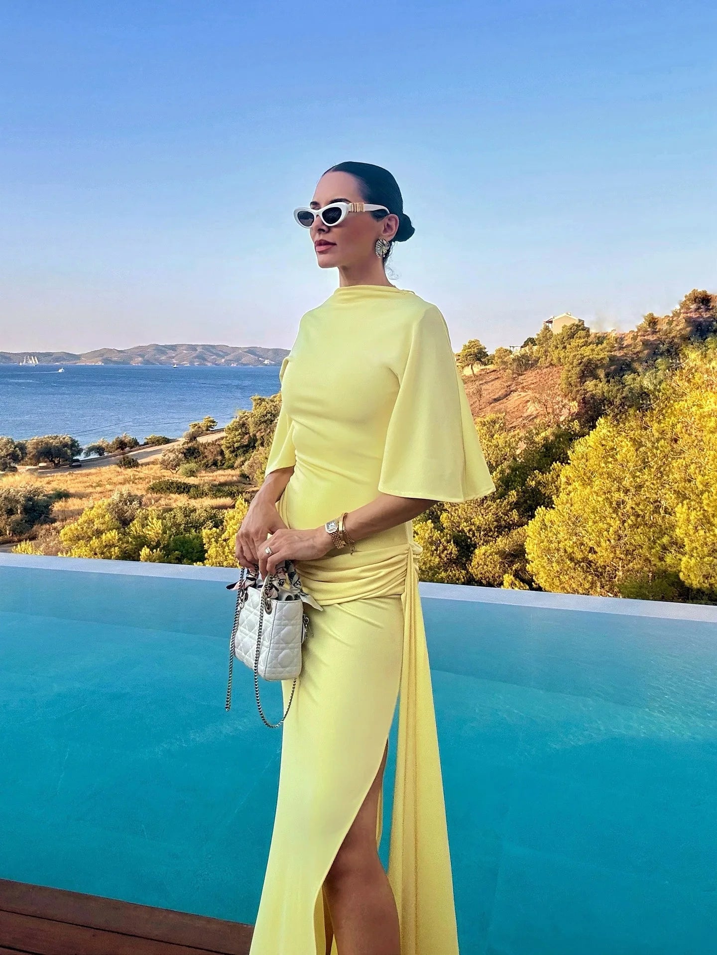 Elegant Yellow Backless Long Dress