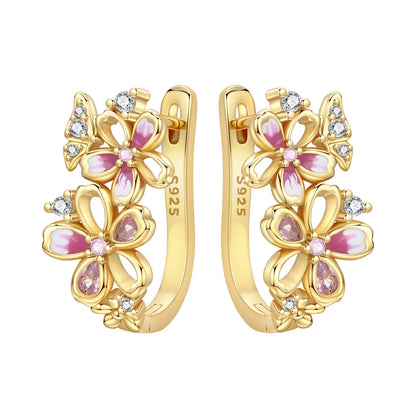 Original S925 Blue Iris Flower Earrings
