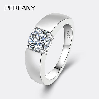 0.5/1CT Moissanite Ring for Men S925 Pure Silver