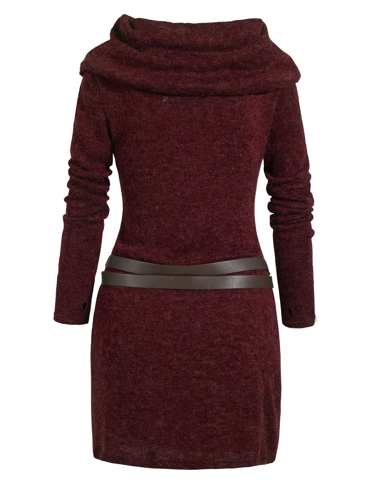 Full Sleeve Belted Knitted dress vestidos