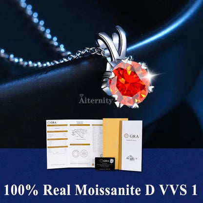 100% Moissanite Pendant Necklace D Colour