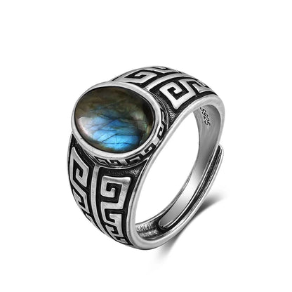 Vintage S925 Sterling Silver Ring with Natural Moonstone Stone