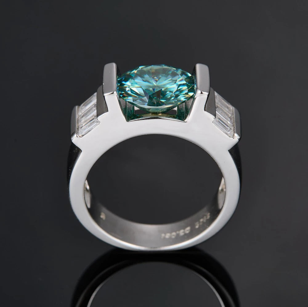 S925 Silver Green Moissanite Finger Ring