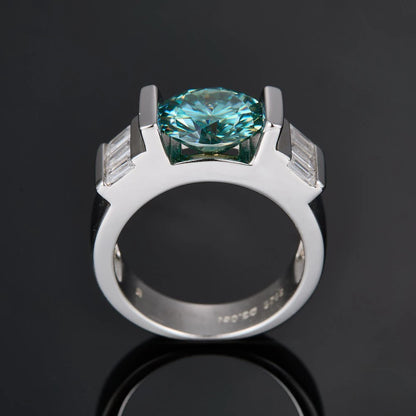 S925 Silver Green Moissanite Finger Ring