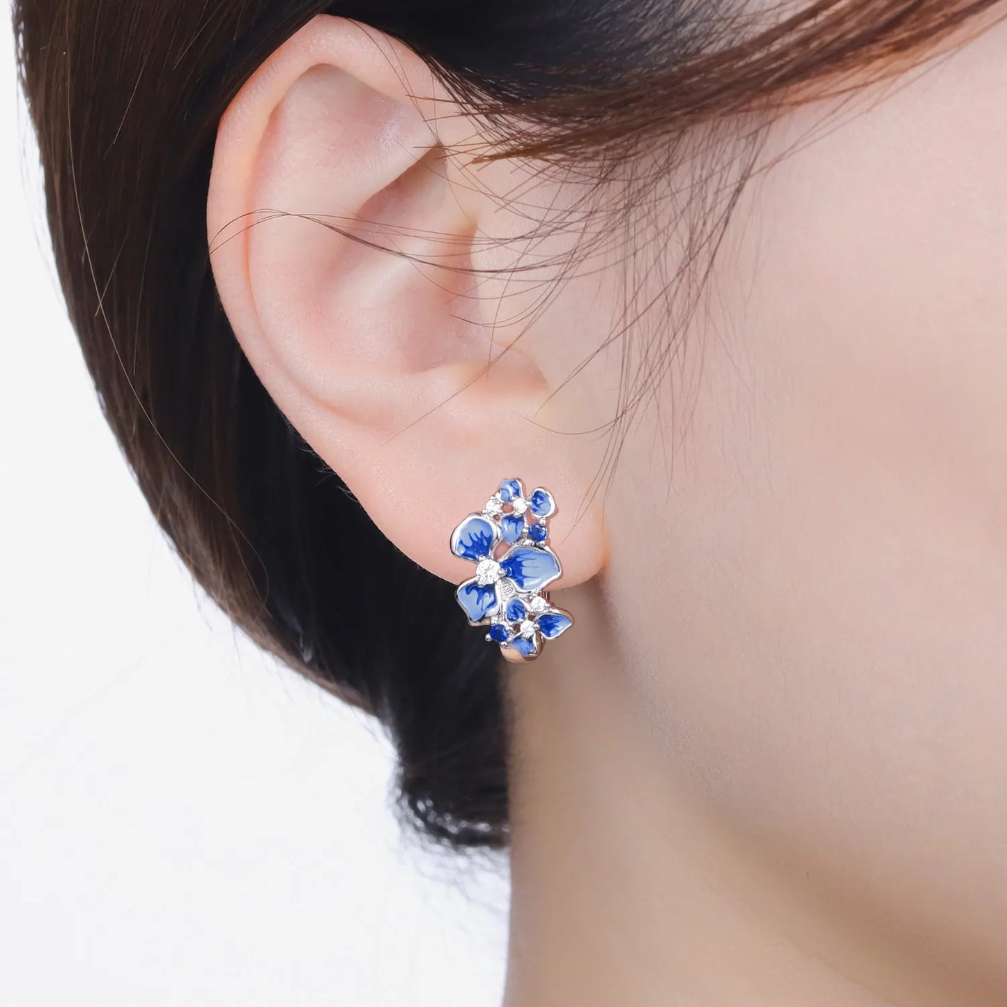 Original S925 Blue Iris Flower Earrings
