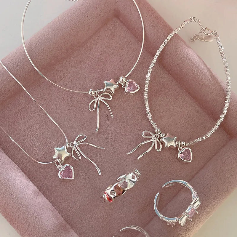 925 Sterling Silver Zircon Love Heart Bracelet