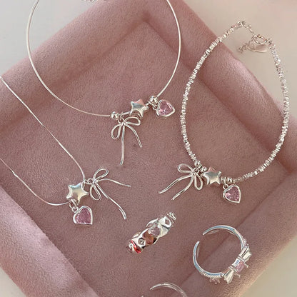 925 Sterling Silver Zircon Love Heart Bracelet