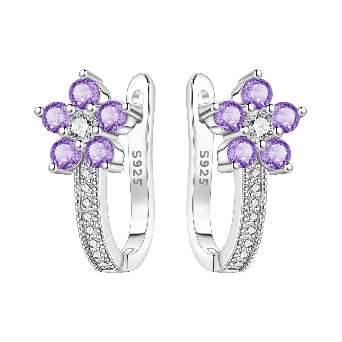 Original S925 Blue Iris Flower Earrings