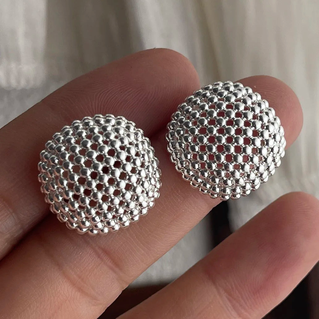 S925 Vintage Round Hollow Earring