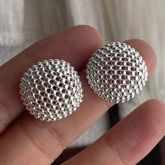 S925 Vintage Round Hollow Earring