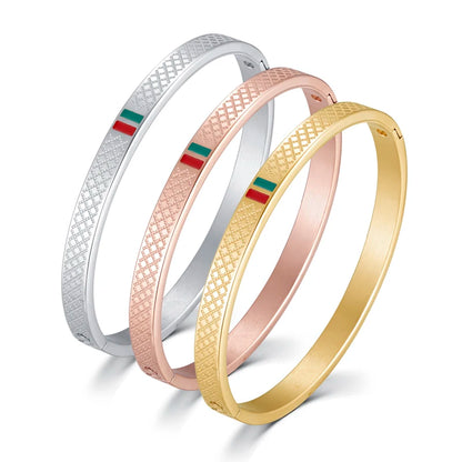 Green Red Cuff Stainless Steel Bracelet