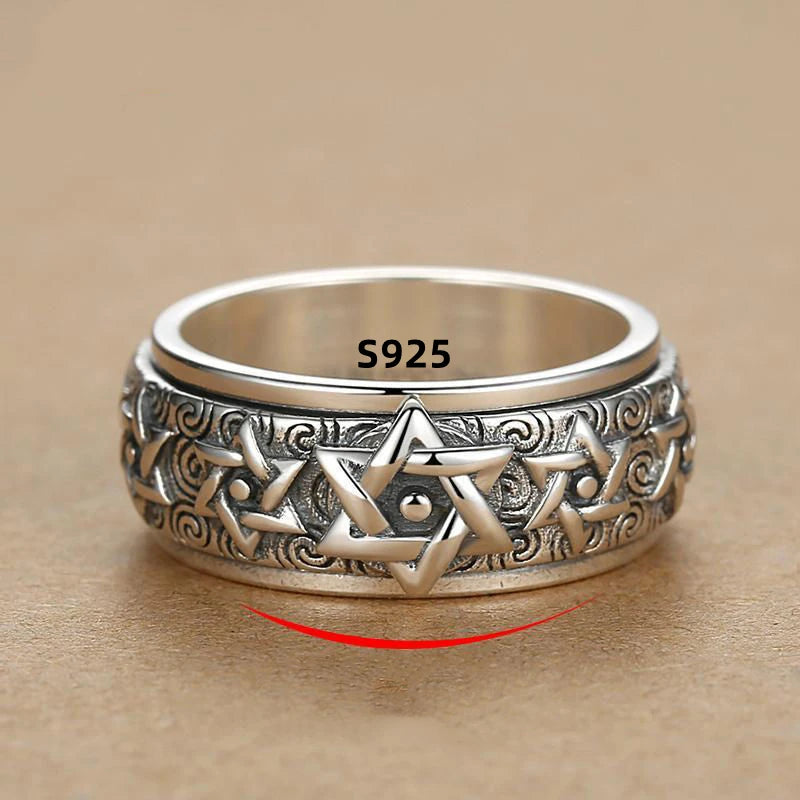 Rotatable S925 Sterling Silver Vintage Retro Ring