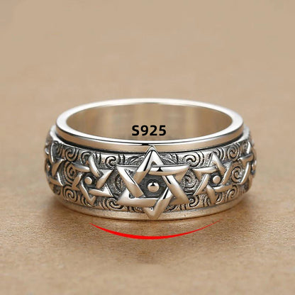 Rotatable S925 Sterling Silver Vintage Retro Ring