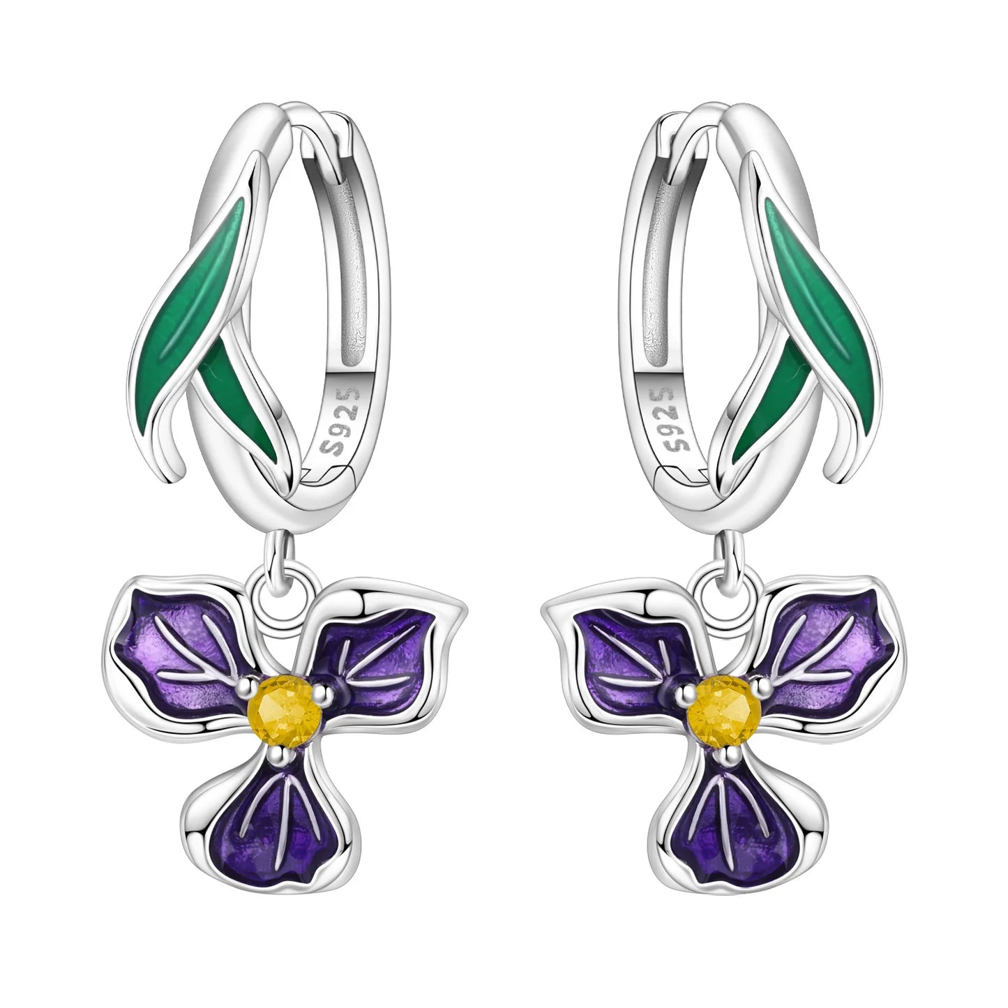 Original S925 Blue Iris Flower Earrings