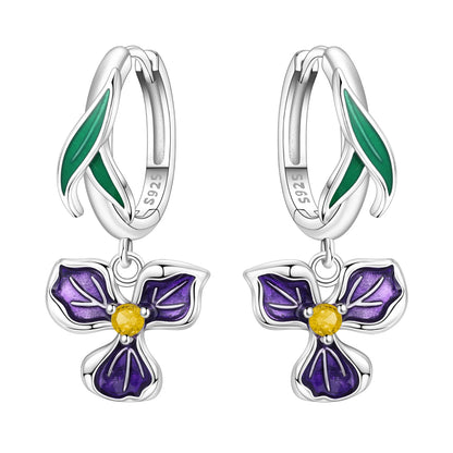 Original S925 Blue Iris Flower Earrings