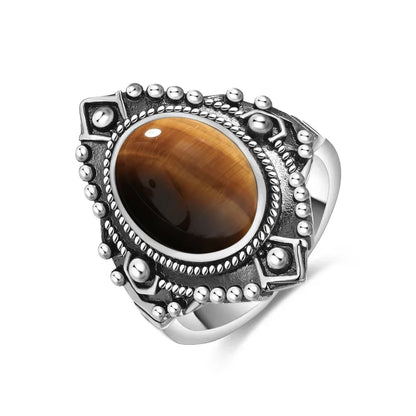 Vintage S925 Sterling Silver Ring with Natural Moonstone Stone