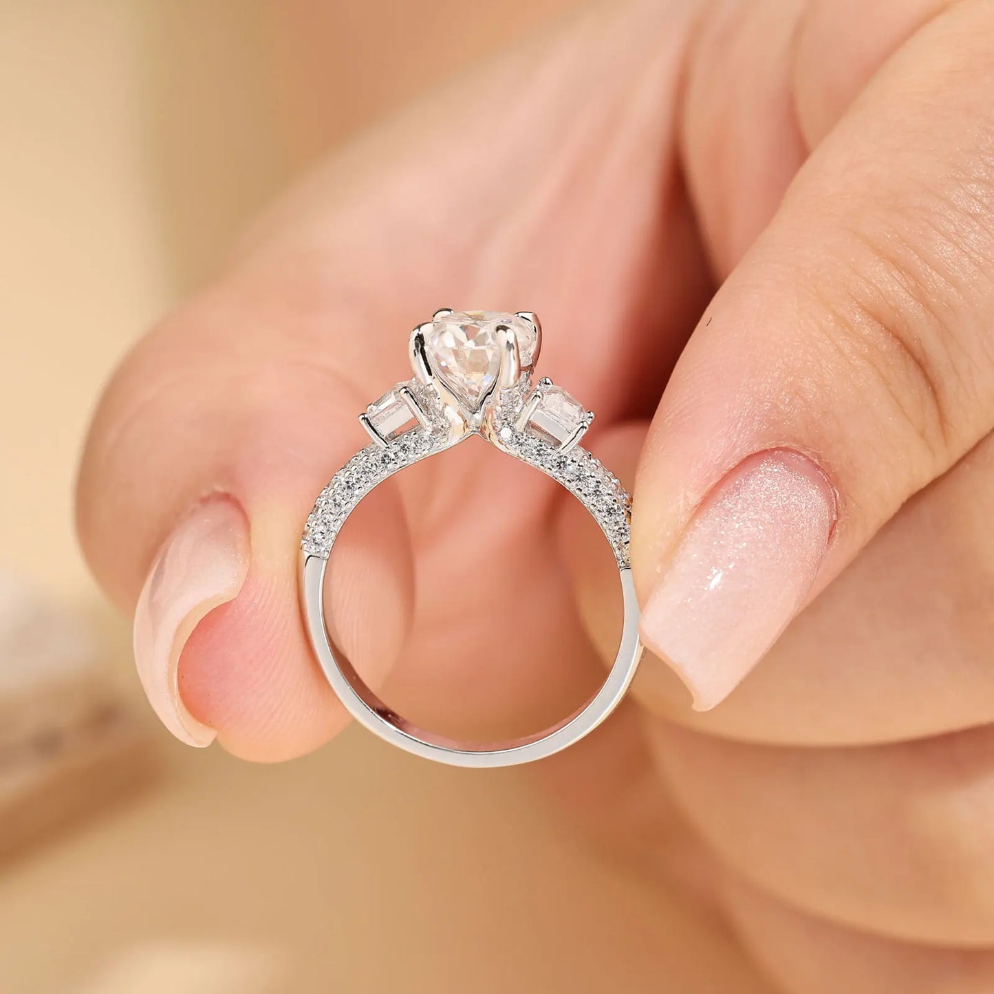 925 Sterling Silver GRA Certified Moissanite Rings
