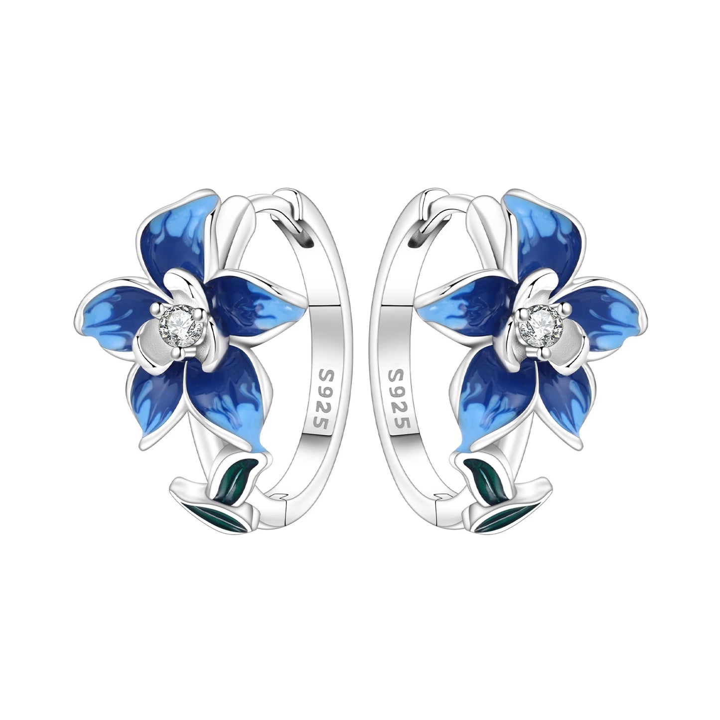 Original S925 Blue Iris Flower Earrings