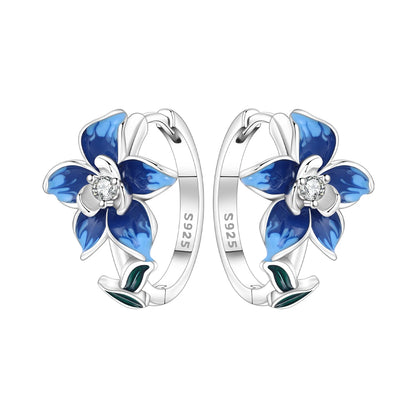 Original S925 Blue Iris Flower Earrings