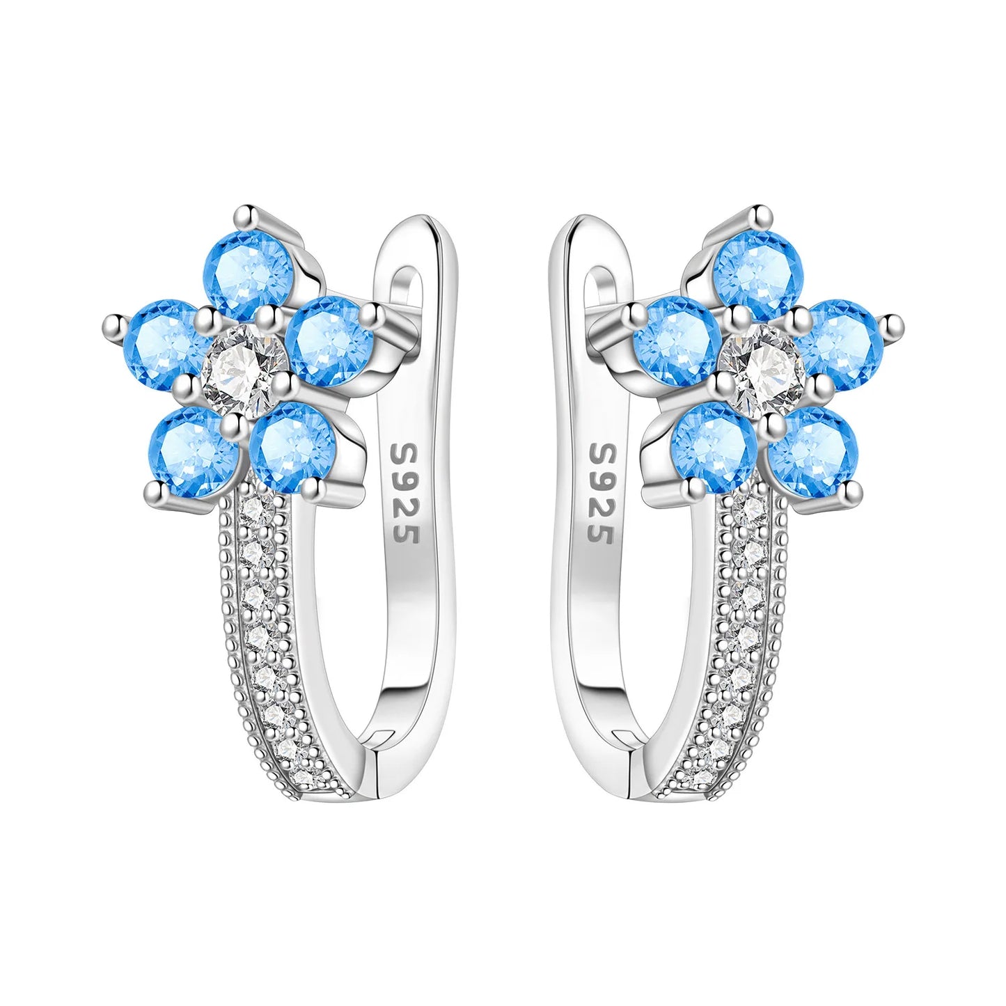 Original S925 Blue Iris Flower Earrings