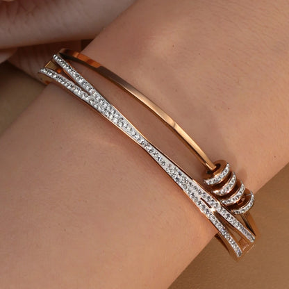 Crystal Cutout Knot Stainless Steel Gold Colour Charm Bracelet