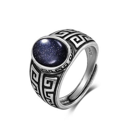 Vintage S925 Sterling Silver Ring with Natural Moonstone Stone