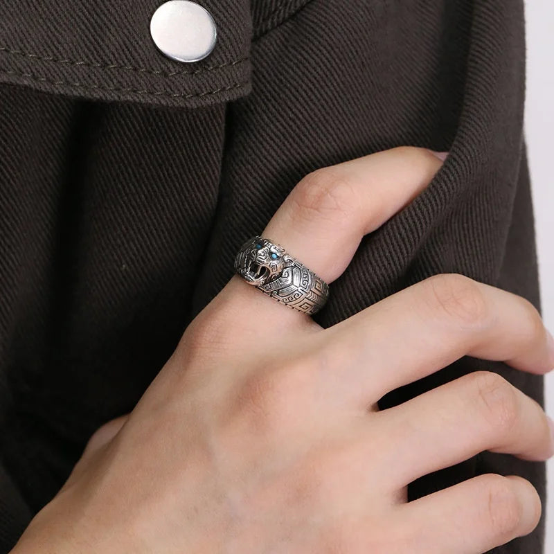 S925 Vintage Tiger Ring