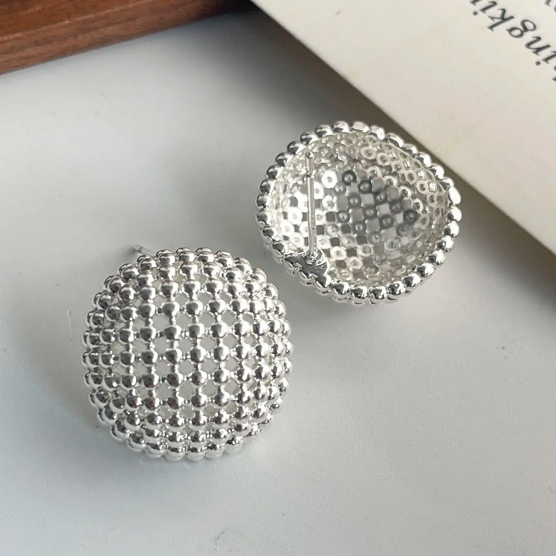 S925 Vintage Round Hollow Earring