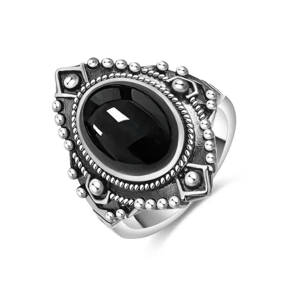 Vintage S925 Sterling Silver Ring with Natural Moonstone Stone