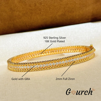 2mm Moissanite Bracelet in 925 Sterling Silver 18K Gold Plated