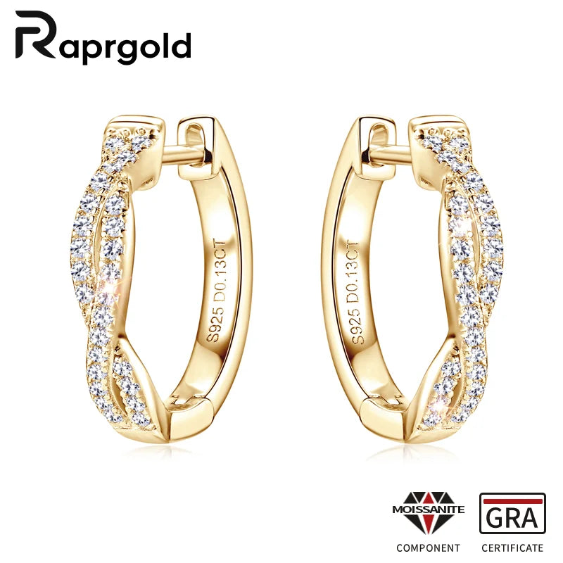 Twist Moissanite Hoop Earrings 925 Silver