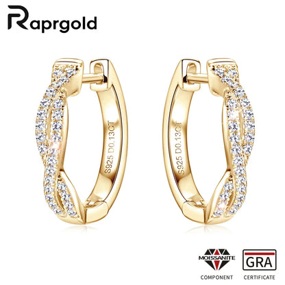 Twist Moissanite Hoop Earrings 925 Silver