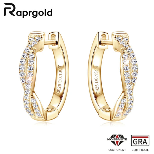 Twist Moissanite Hoop Earrings 925 Silver