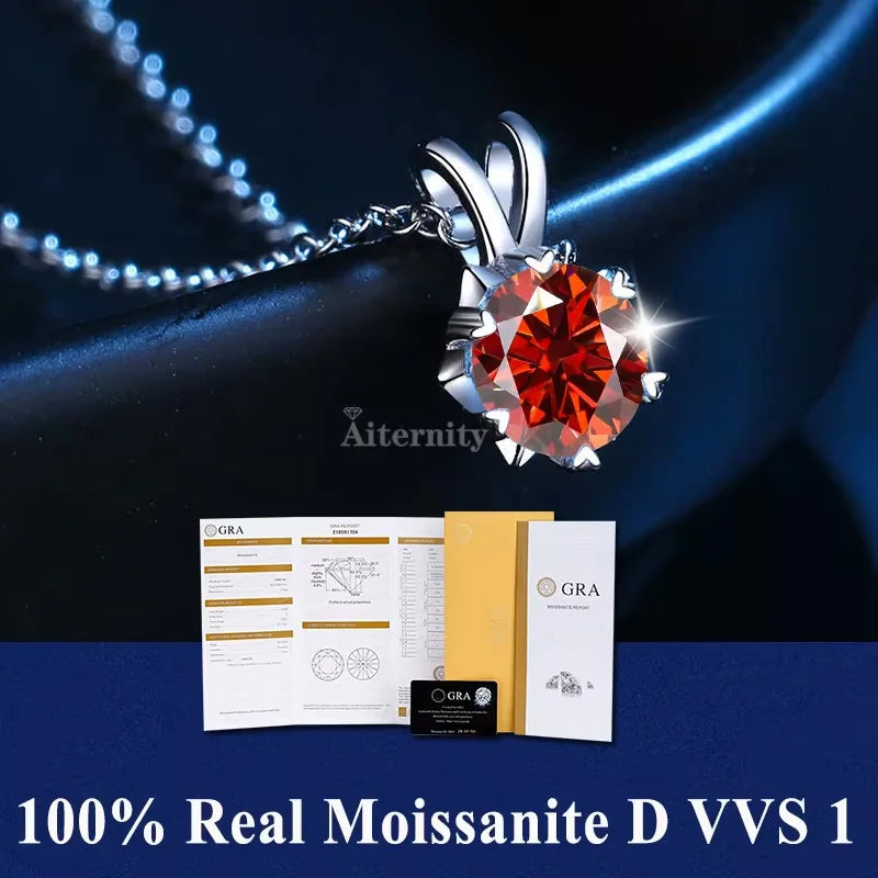 100% Moissanite Pendant Necklace D Colour