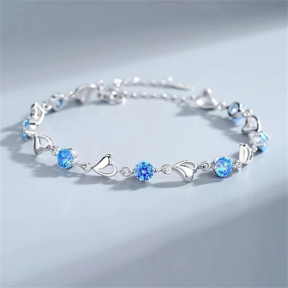 925 Sterling Silver Heart Necklace & Bracelet Set