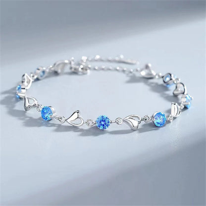 925 Sterling Silver Heart Necklace & Bracelet Set