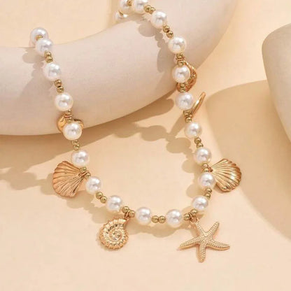Bohemia Conch Starfish Imitation Pearl Necklace