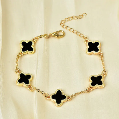 925 Silver Selling Gold Plated Clover Charm Bracelet