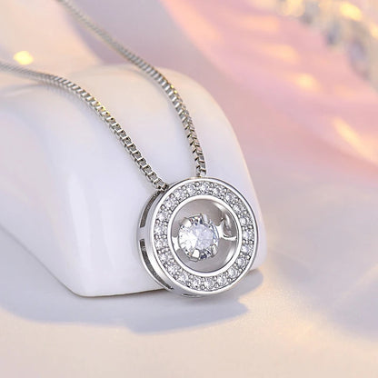 S925 Round Rotatable Zircon Pendant