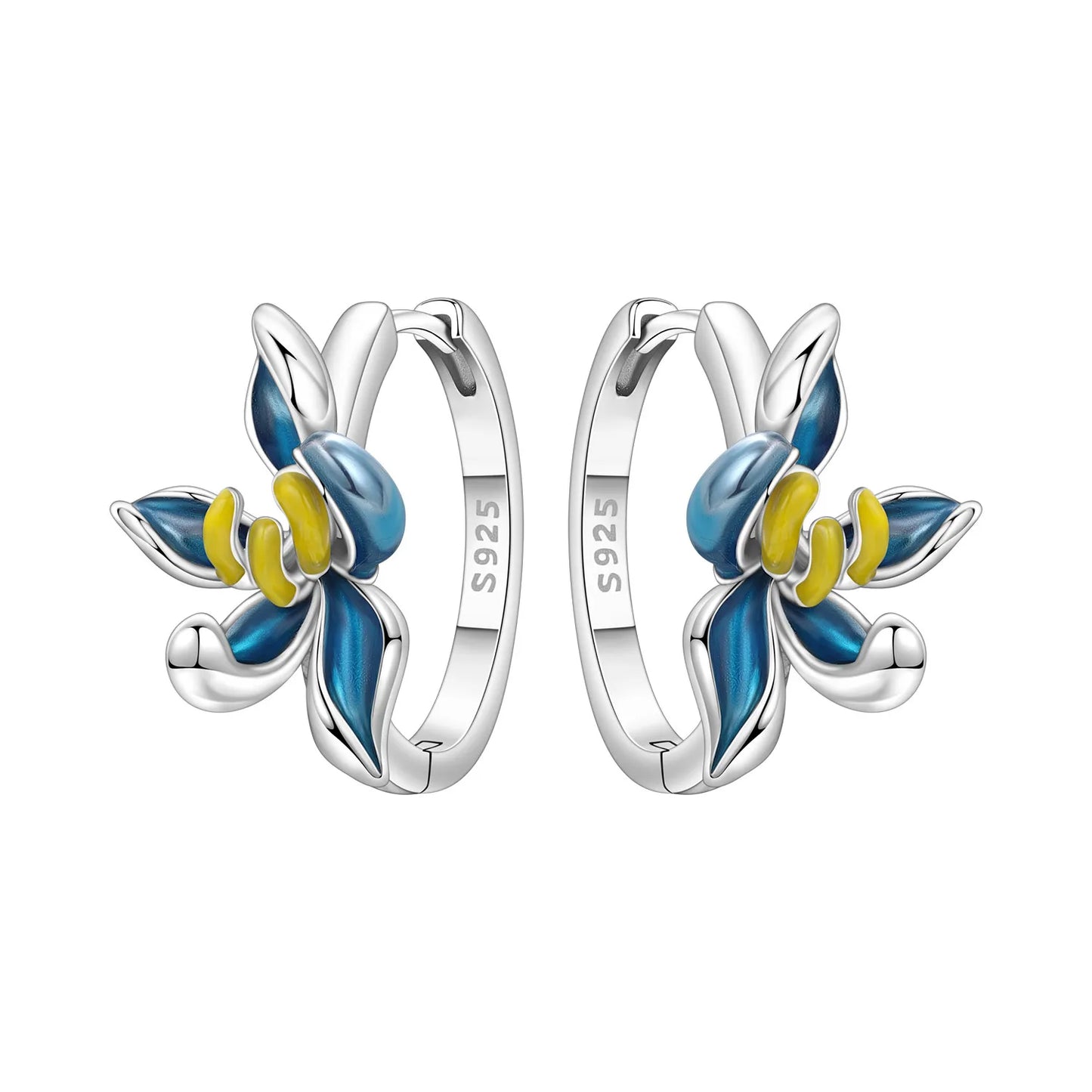 Original S925 Blue Iris Flower Earrings