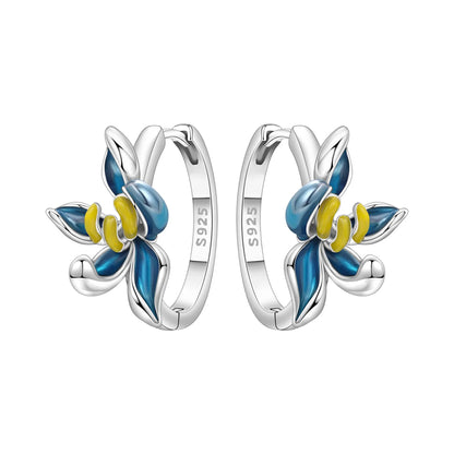 Original S925 Blue Iris Flower Earrings